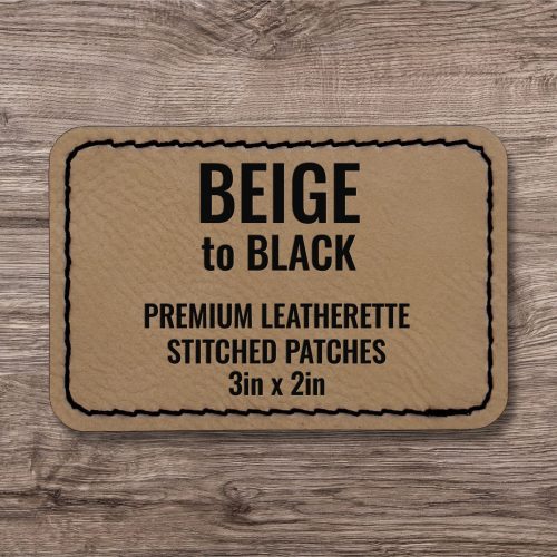 beige black premium leatherette stitched patches 988465