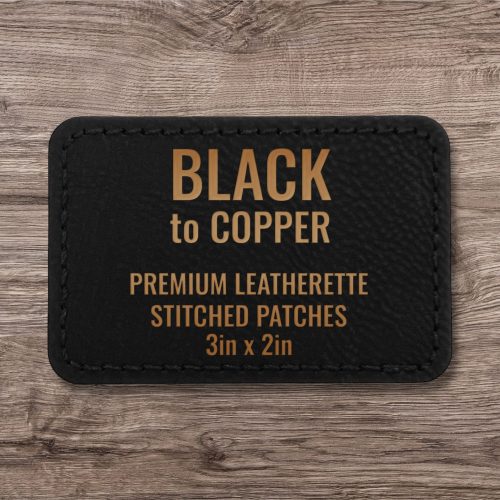 Black / Copper Premium Leatherette™ Stitched Patches - #LoneStar Adhesive#