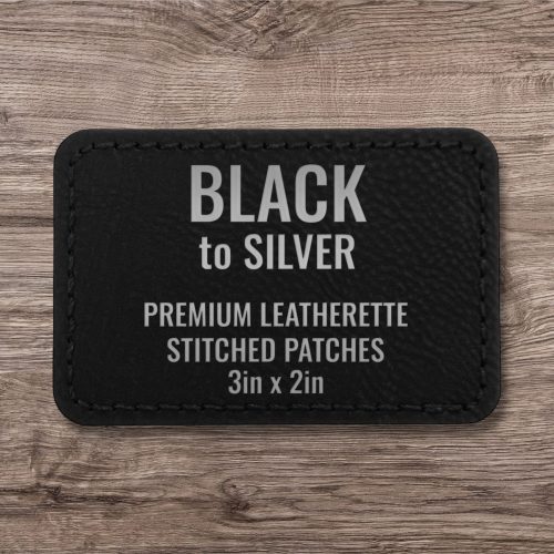 Black / Silver Premium Leatherette™ Stitched Patches - #LoneStar Adhesive#