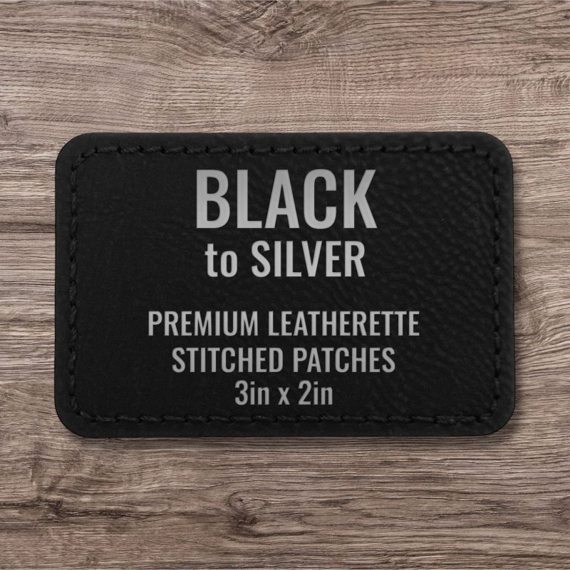 Black / Silver Premium Leatherette™ Stitched Patches - #LoneStar Adhesive#