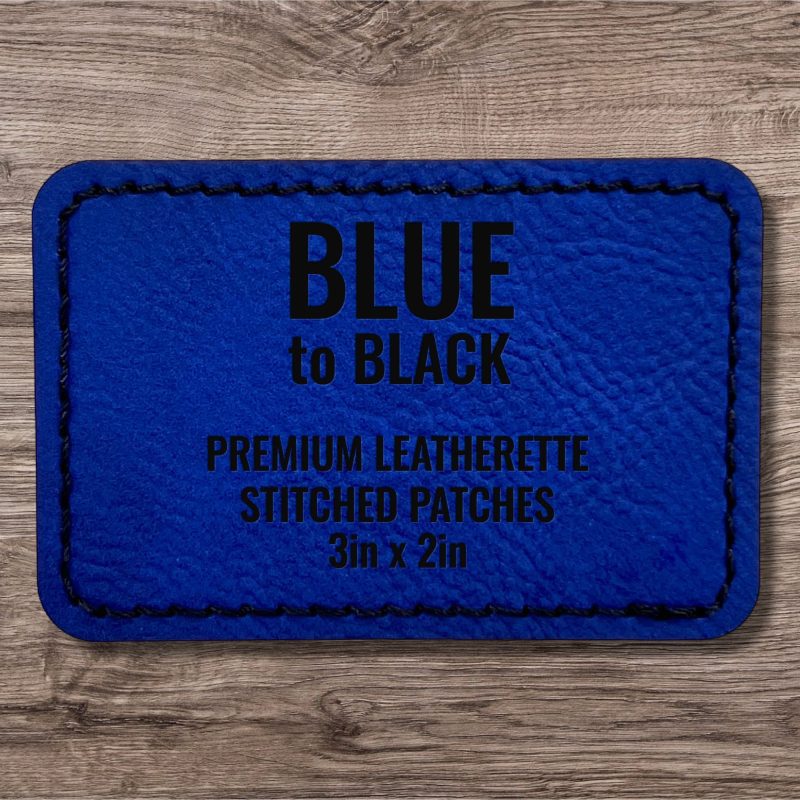 blue black premium leatherette stitched patches 469875