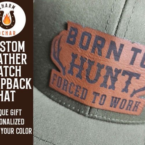 born to hunt forced to work leather patch trucker hats classic colors 200778