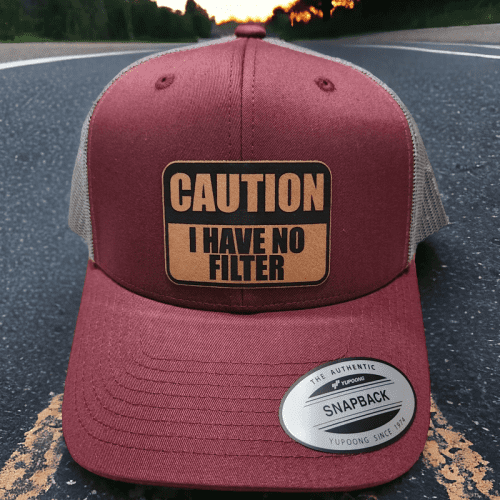 caution i have no filter leather patch trucker hat 762048