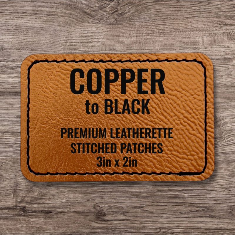 Copper / Black Premium Leatherette™ Stitched Patches - #LoneStar Adhesive#