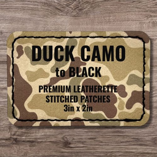 Duck Camo / Black Premium Leatherette™ Stitched Patches - #LoneStar Adhesive#