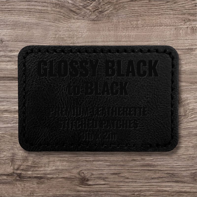 Glossy Black / Black Premium Leatherette™ Stitched Patches - #LoneStar Adhesive#