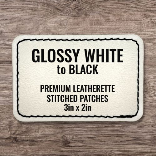 Glossy White / Black Premium Leatherette™ Stitched Patches - #LoneStar Adhesive#