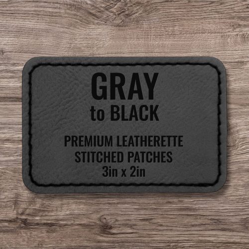 Gray / Black Premium Leatherette™ Stitched Patches - #LoneStar Adhesive#