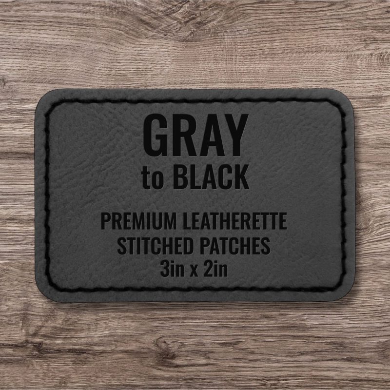 Gray / Black Premium Leatherette™ Stitched Patches - #LoneStar Adhesive#