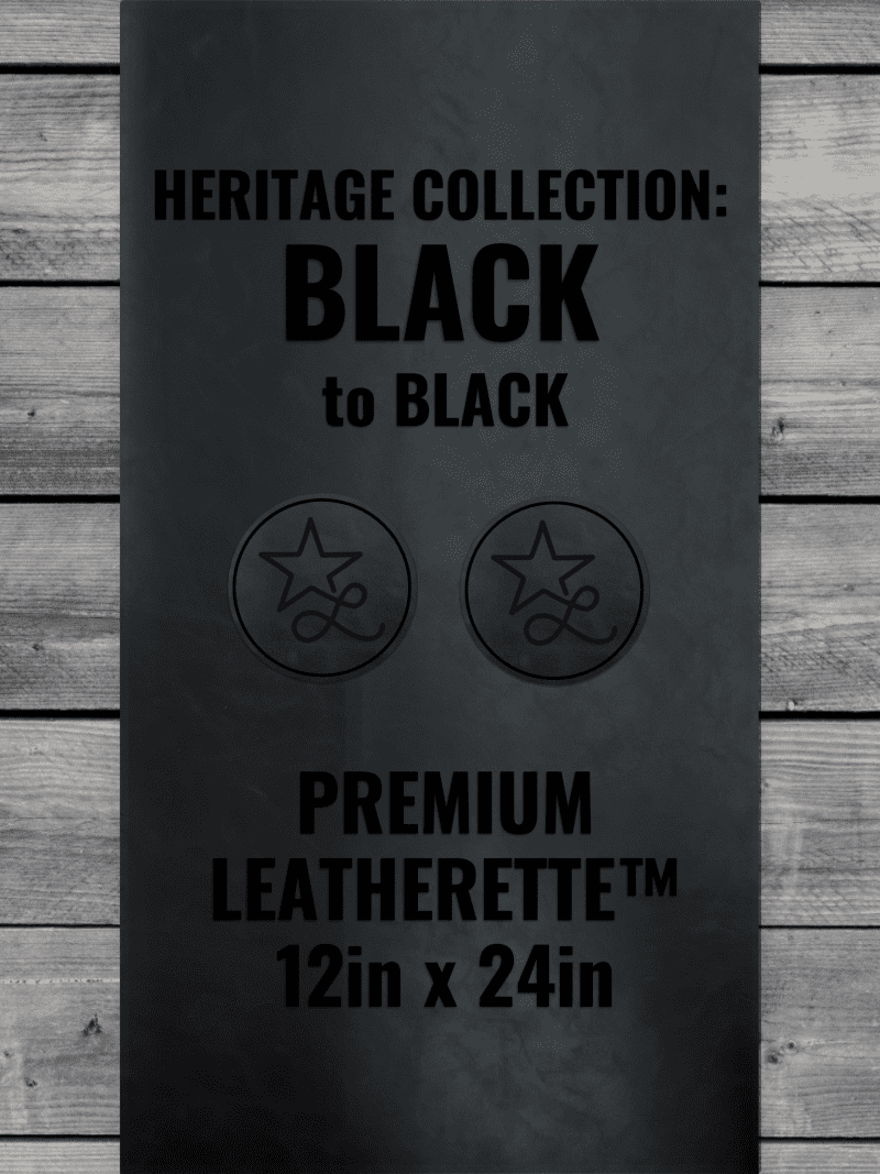 Heritage Collection: Black / Black Durra - Bull Premium Leatherette™ Sheets (12x24) - #LoneStar Adhesive#