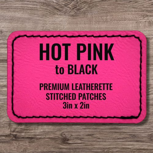 Hot Pink / Black Premium Leatherette™ Stitched Patches - #LoneStar Adhesive#