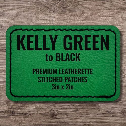 Kelly Green / Black Premium Leatherette™ Stitched Patches - #LoneStar Adhesive#