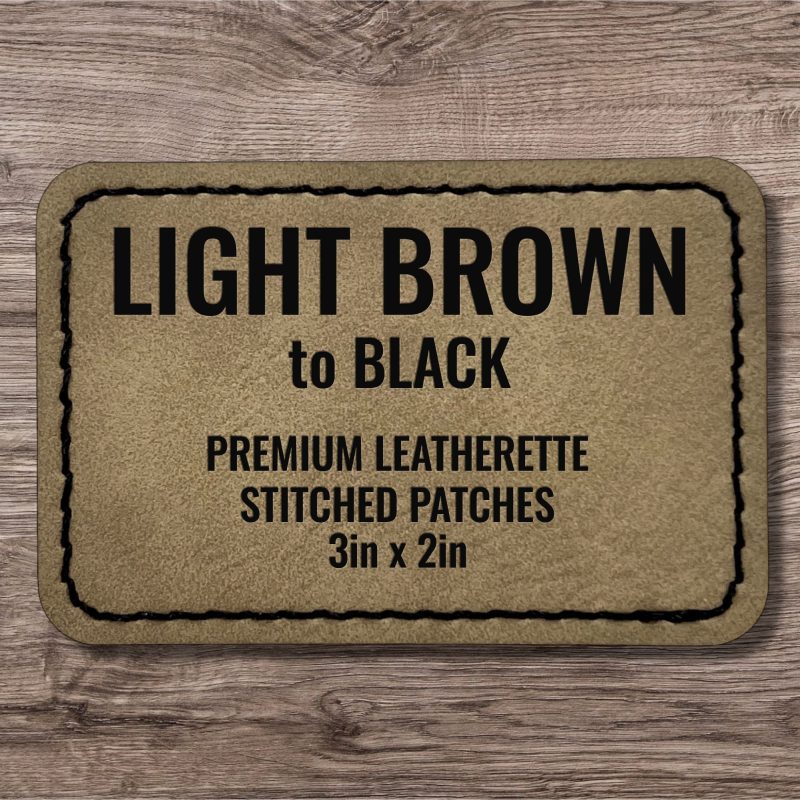 Light Brown / Black Premium Leatherette™ Stitched Patches - #LoneStar Adhesive#