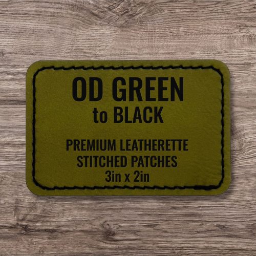 OD Green / Black Premium Leatherette™ Stitched Patches - #LoneStar Adhesive#