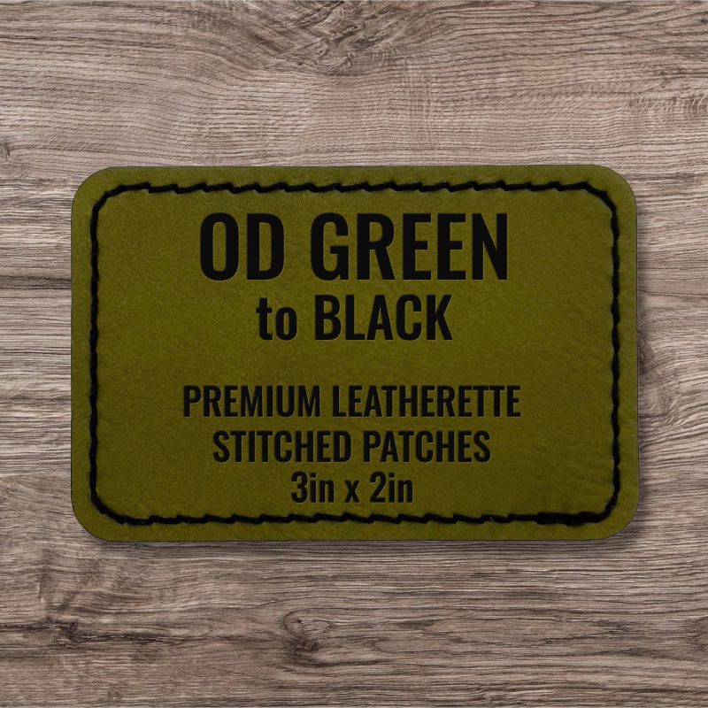 OD Green / Black Premium Leatherette™ Stitched Patches - #LoneStar Adhesive#