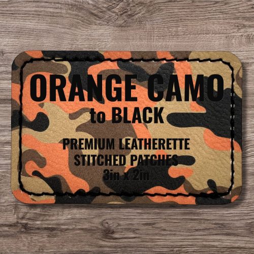 Orange Camo / Black Premium Leatherette™ Stitched Patches - #LoneStar Adhesive#