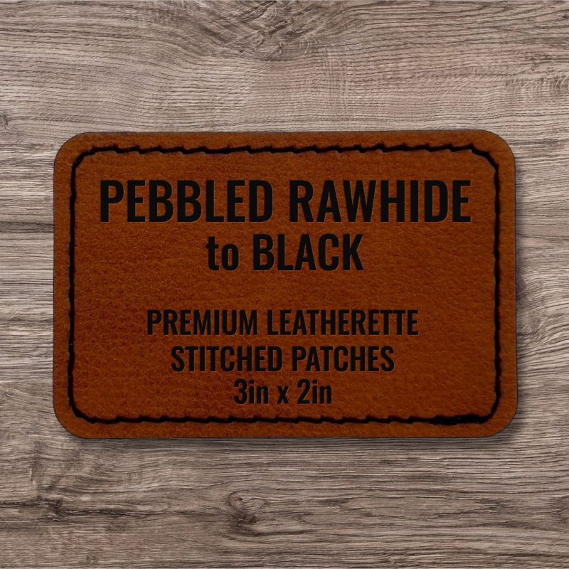 Pebbled Rawhide / Black Premium Leatherette™ Stitched Patches - #LoneStar Adhesive#