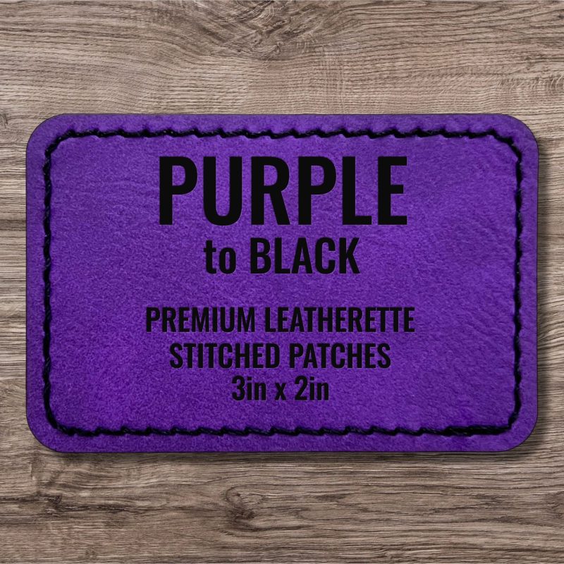 purple black premium leatherette stitched patches 575194