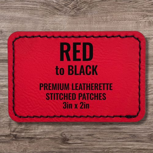 red black premium leatherette stitched patches 777752