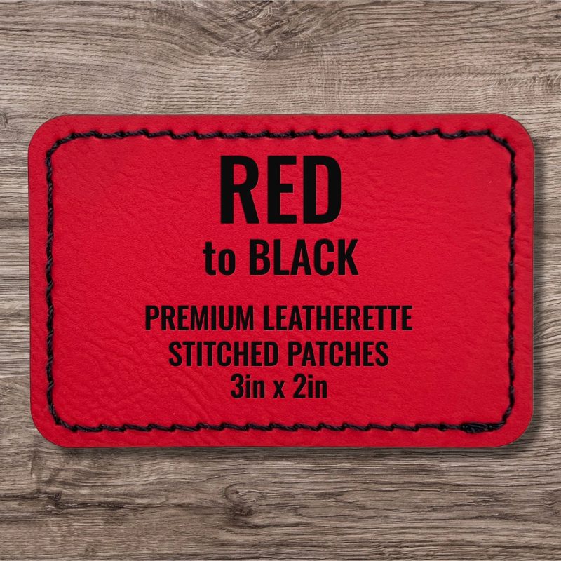 red black premium leatherette stitched patches 777752