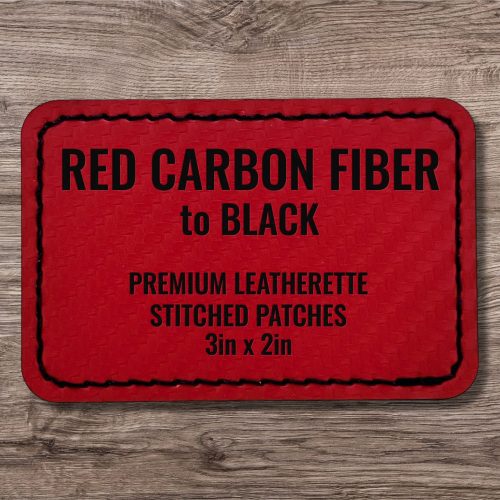 Red Carbon Fiber / Black Premium Leatherette™ Stitched Patches - #LoneStar Adhesive#