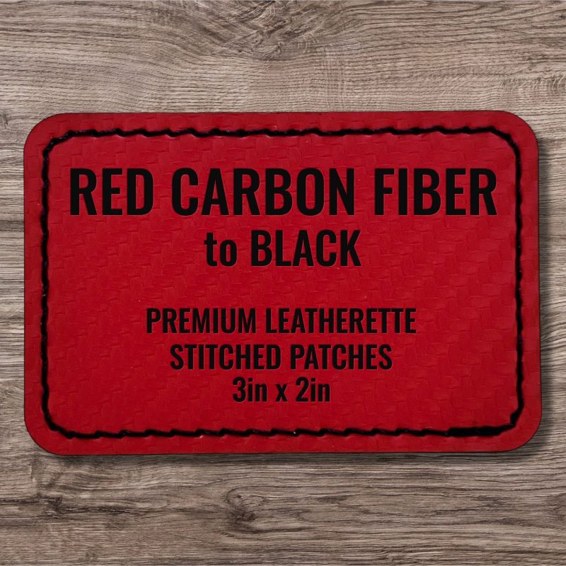 Red Carbon Fiber / Black Premium Leatherette™ Stitched Patches - #LoneStar Adhesive#