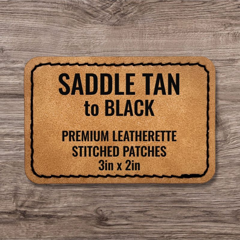 Saddle Tan / Black Premium Leatherette™ Stitched Patches - #LoneStar Adhesive#