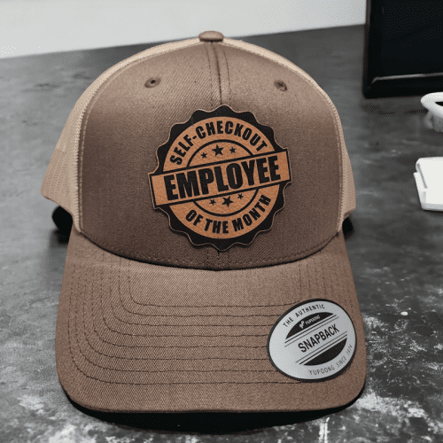 self checkout employee of the month leather patch trucker hat 925127