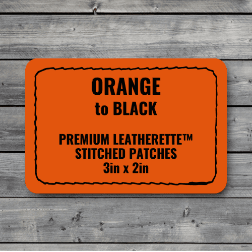 stitched patches orange black premium leatherette 234184