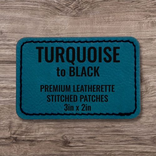 Turquoise / Black Premium Leatherette™ Stitched Patches - #LoneStar Adhesive#