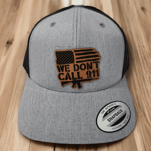 we dont call 911 ar american flag leather patch trucker hat 918450